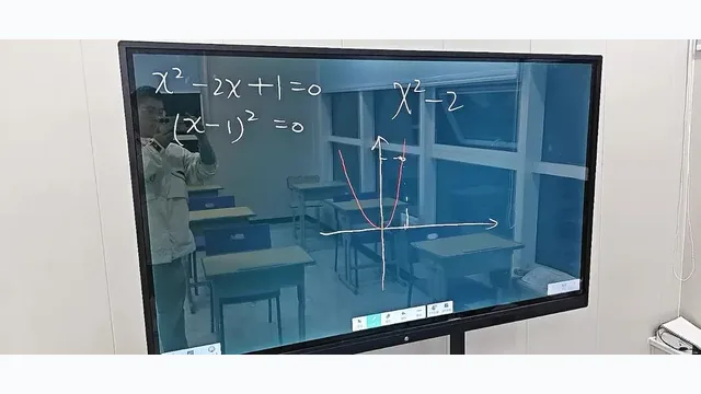 Teacher writing on interactive screen